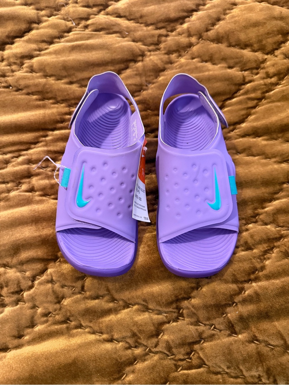 Nike Purple Slides with Teal Swoosh